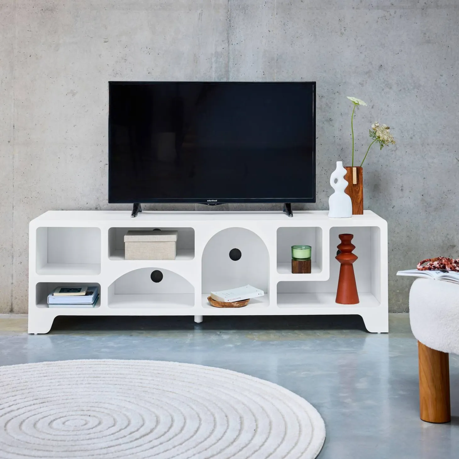 Wit hout effect organisch tv-meubel, 160cm