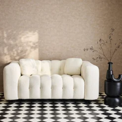 2-zitsbank, bekleed met bouclé textuur