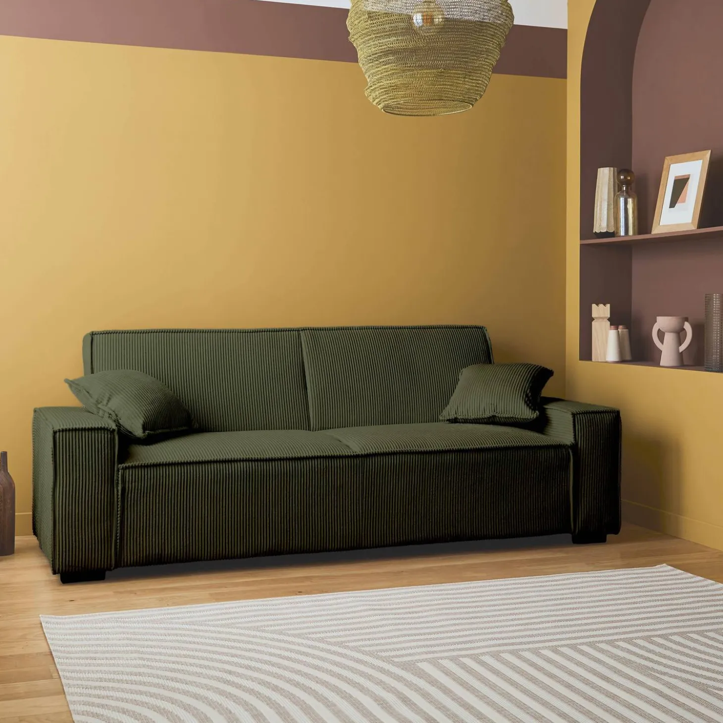 3-zits corduroy slaapbank