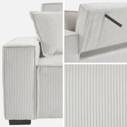 3-zits corduroy slaapbank