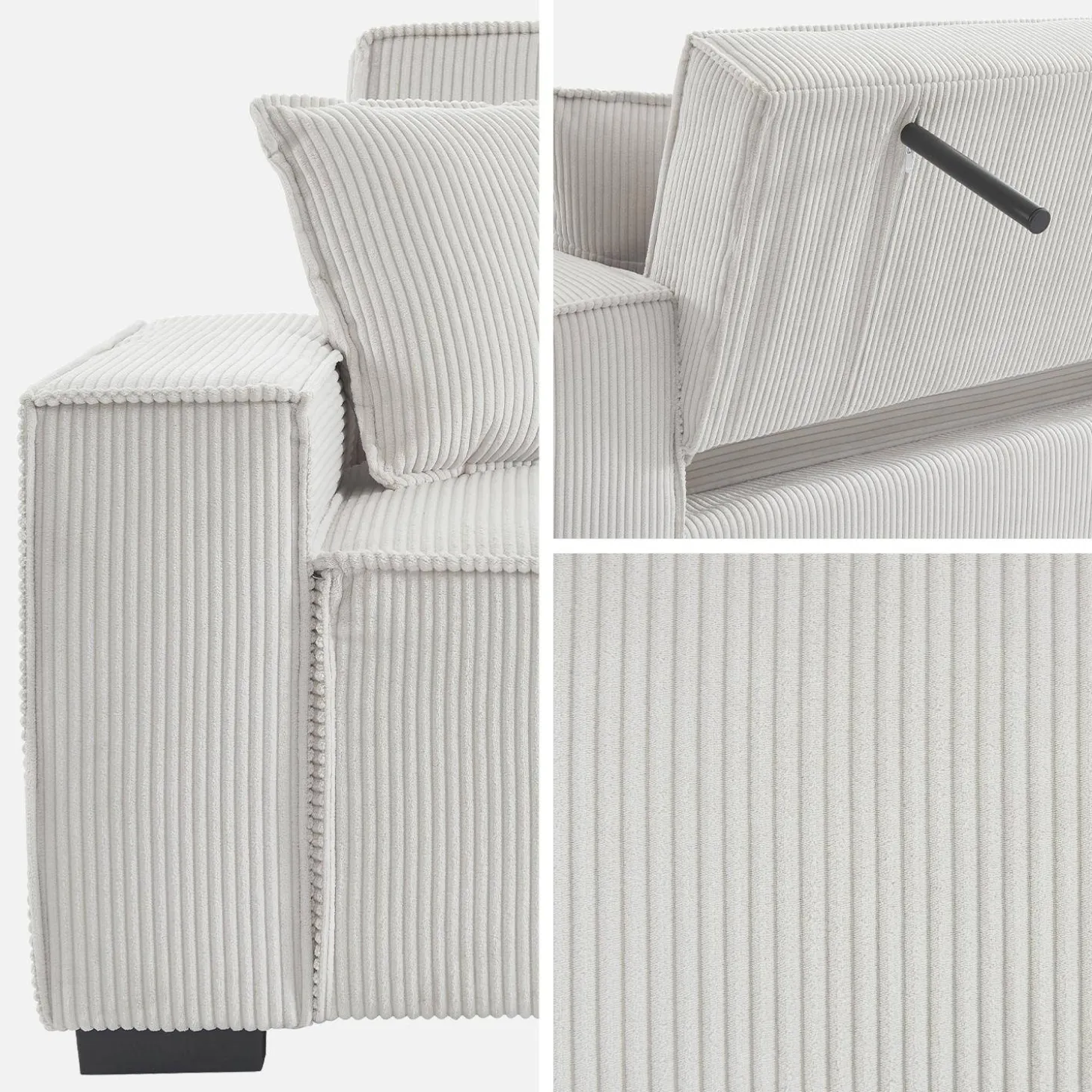 3-zits corduroy slaapbank