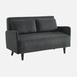 2-zits corduroy slaapbank met houten poten