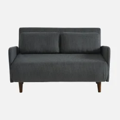 2-zits corduroy slaapbank met houten poten