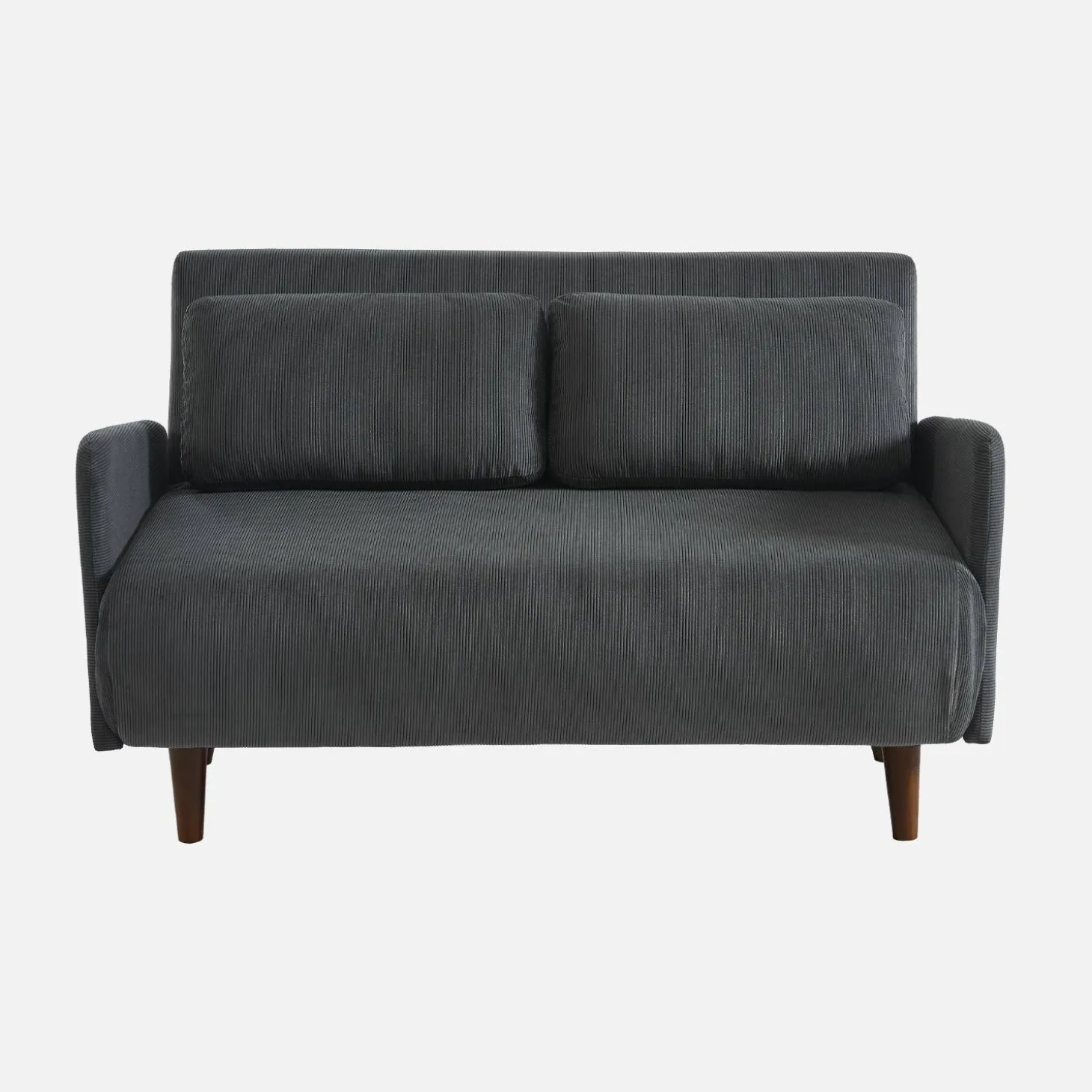 2-zits corduroy slaapbank met houten poten