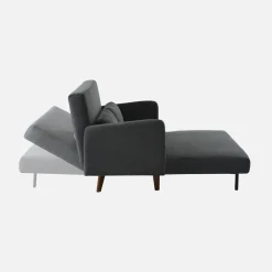 2-zits corduroy slaapbank met houten poten