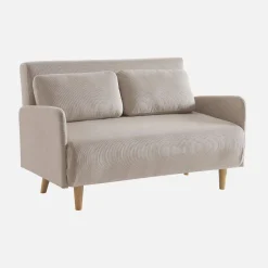 2-zits corduroy slaapbank met houten poten