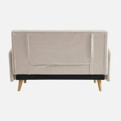 2-zits corduroy slaapbank met houten poten