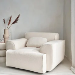 1-zits fauteuil in boucléstof
