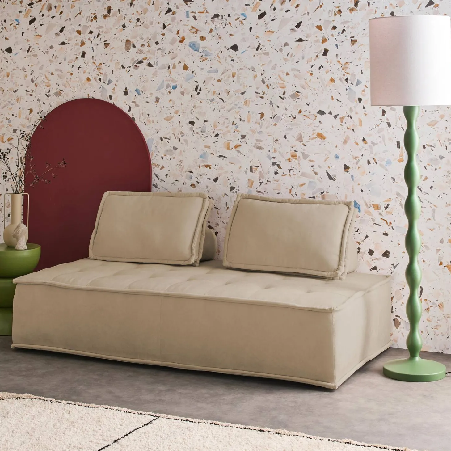 2-zits fauteuil voor modulaire bank in gestoffeerde stof