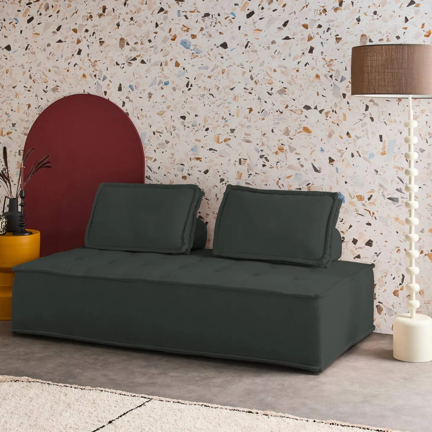 2-zits fauteuil voor modulaire bank in gestoffeerde stof
