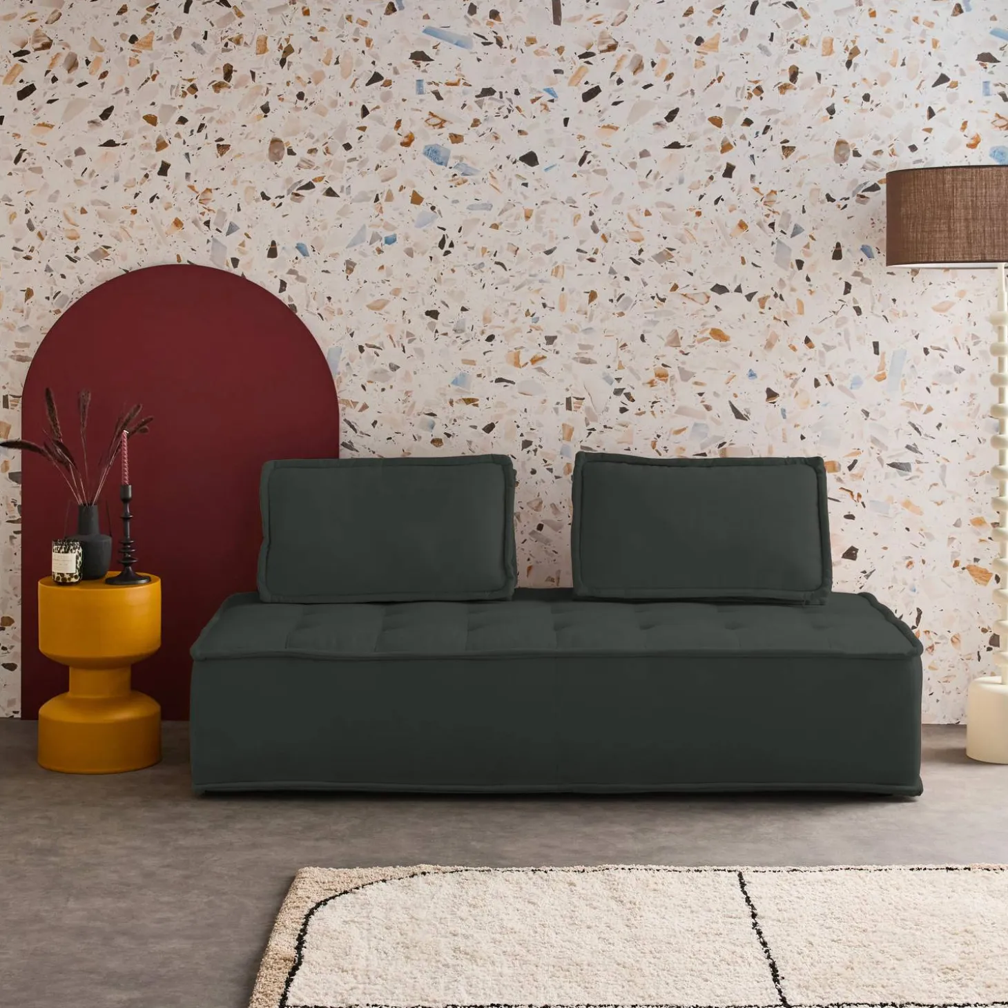 2-zits fauteuil voor modulaire bank in gestoffeerde stof
