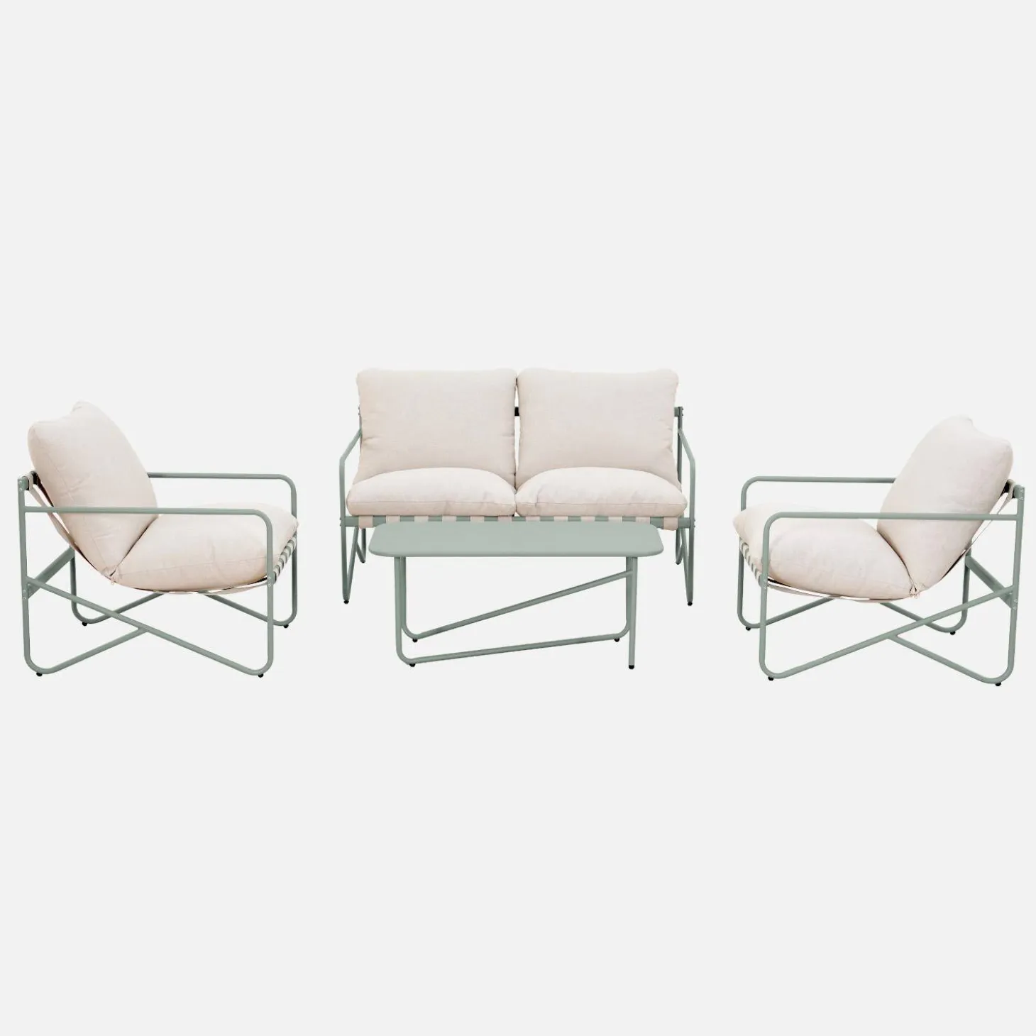 4-zits loungeset met tafel metaal buiten