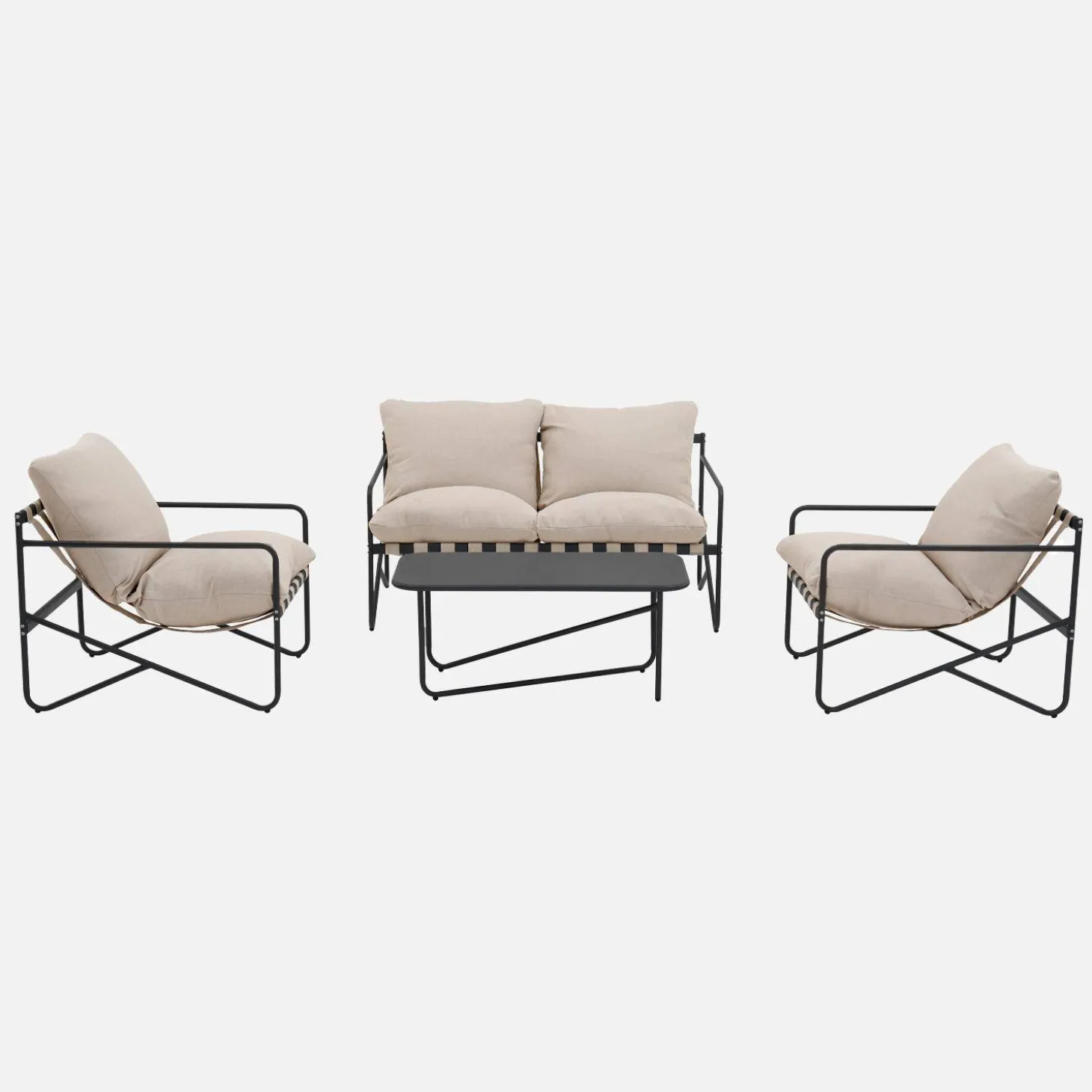 4-zits loungeset met tafel metaal buiten