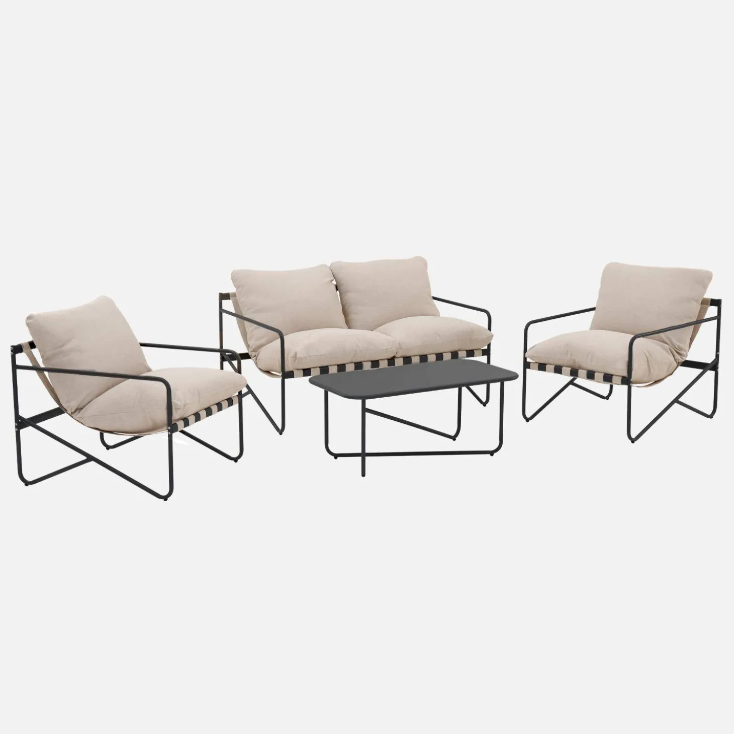 4-zits loungeset met tafel metaal buiten