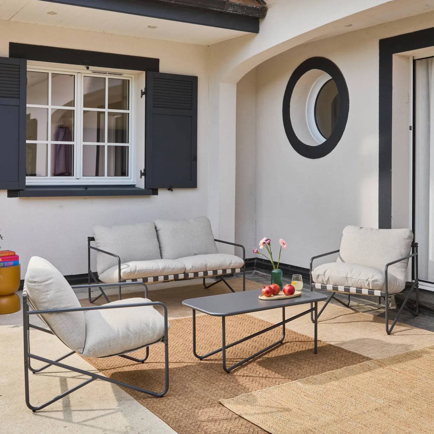 4-zits loungeset met tafel metaal buiten