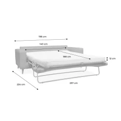 3-zits slaapbank met matras van 12 cm - Made in France
