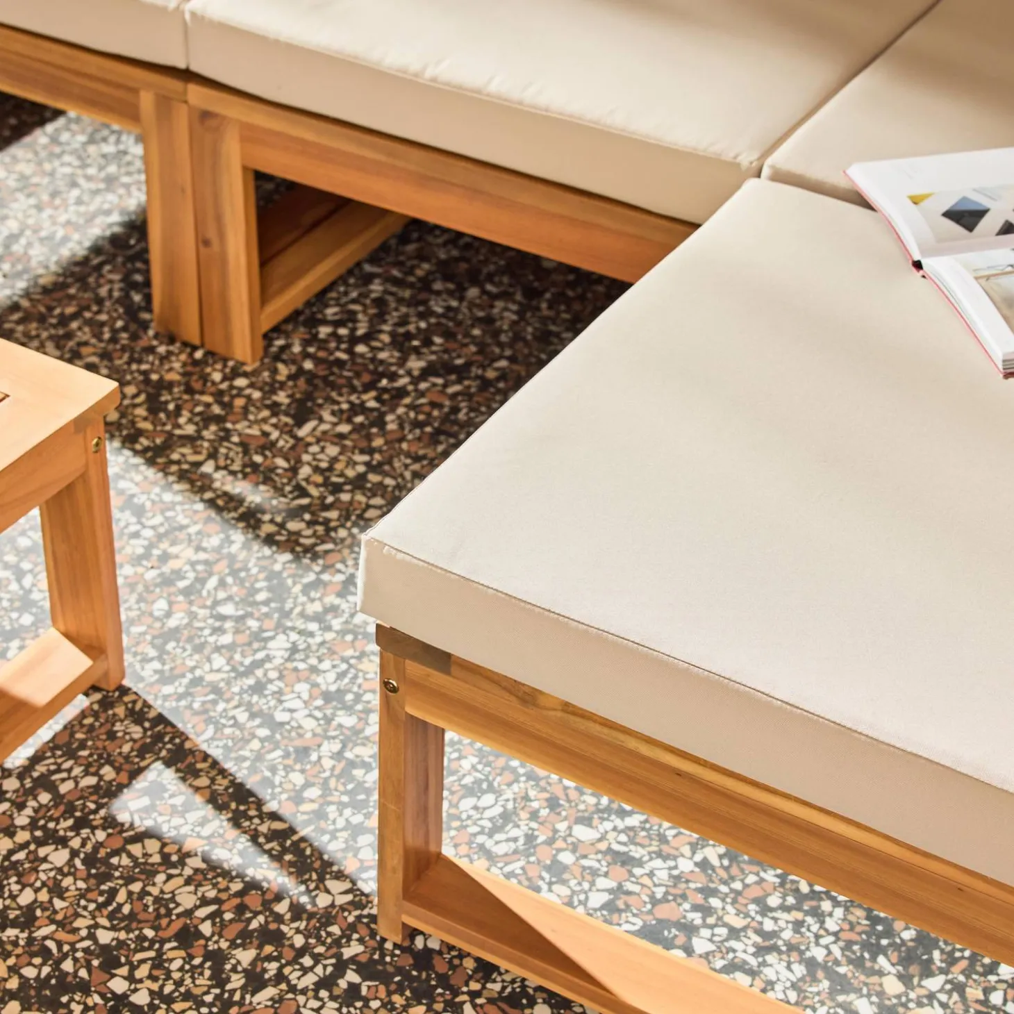 4-zits tuinset met salontafel modulair van acaciahout