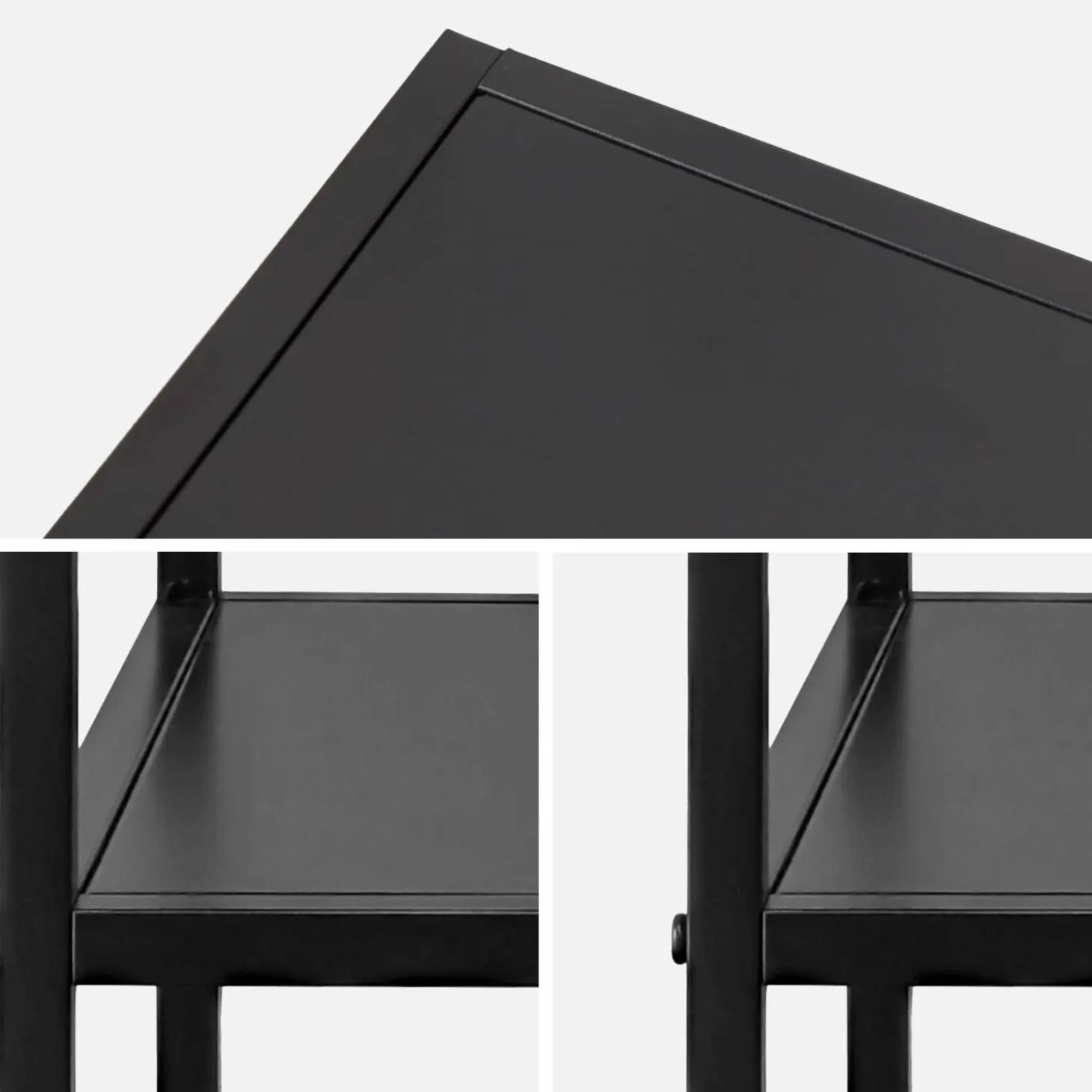 Zwart metalen nachtkastje met legplank