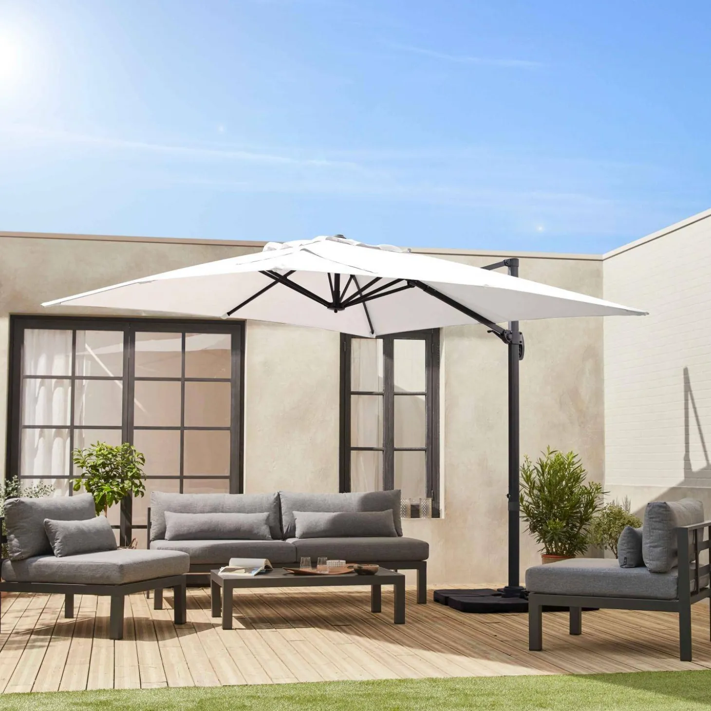 Zweefparasol, vierkant 3x3m