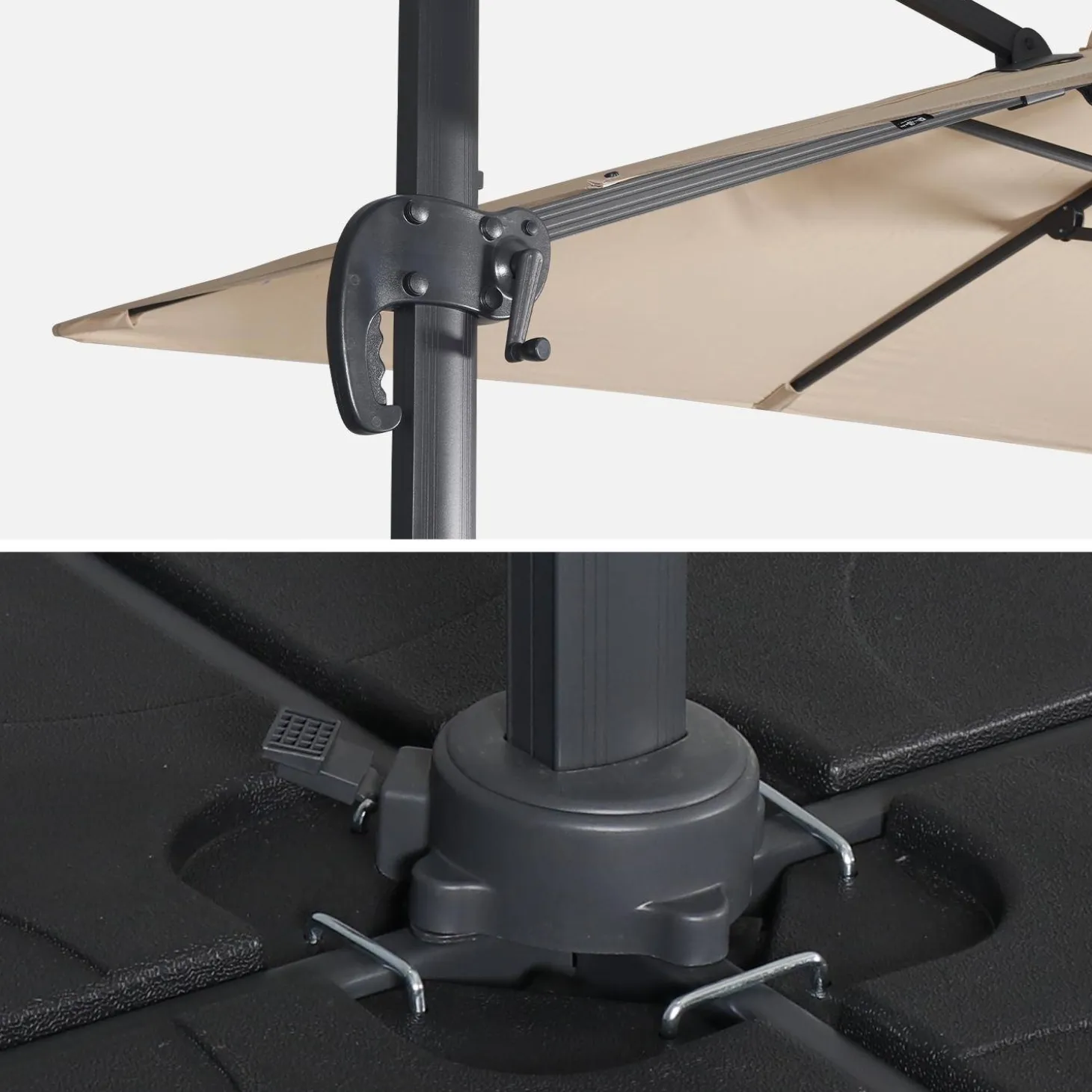 Zweefparasol, vierkant 3x3m