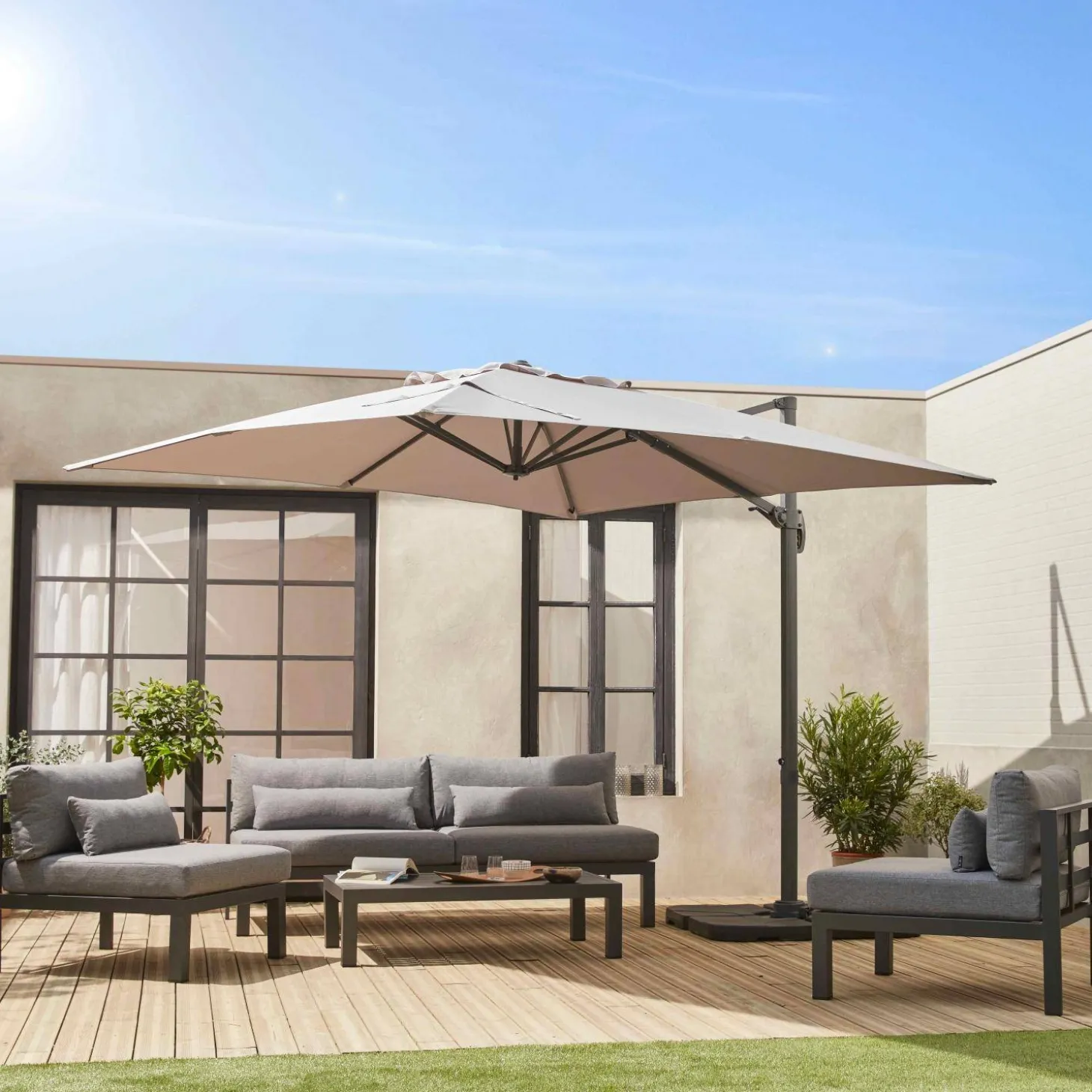 Zweefparasol, vierkant 3x3m