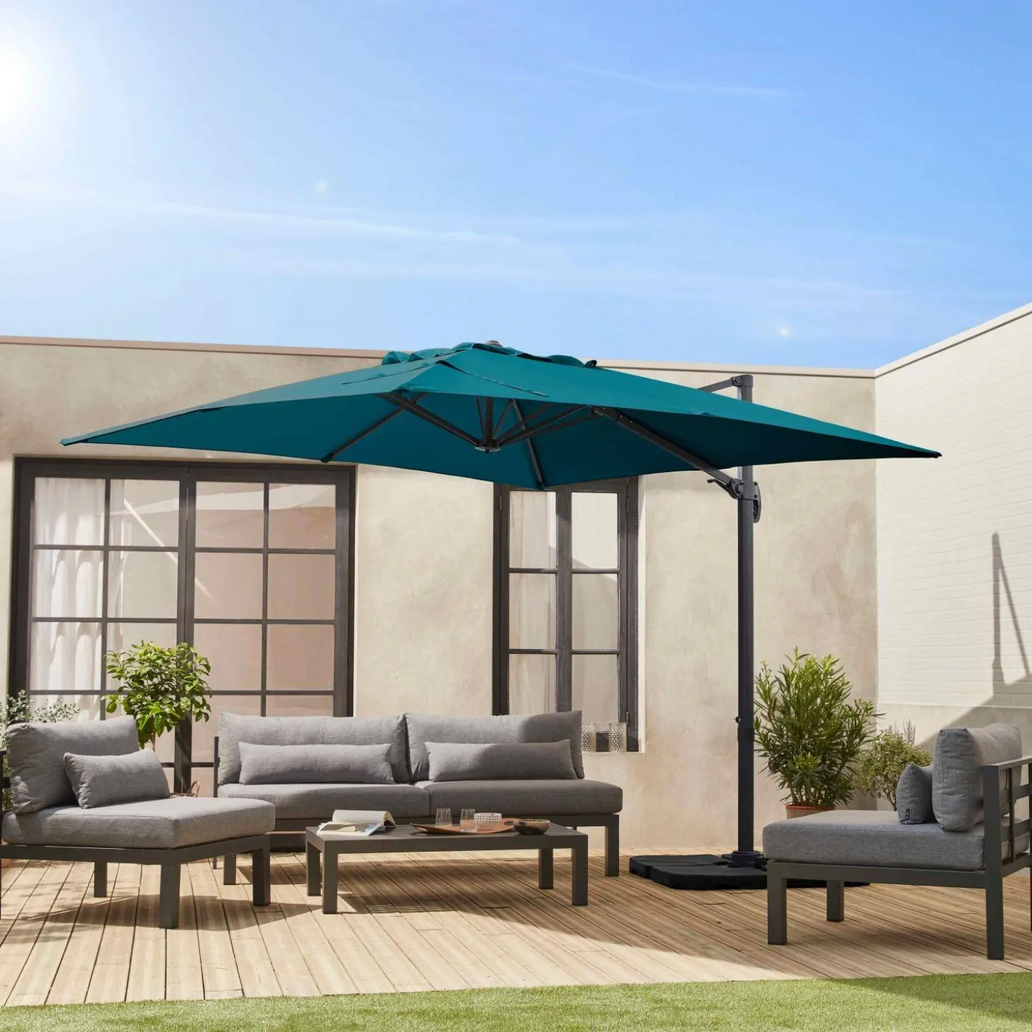 Zweefparasol, vierkant 3x3m