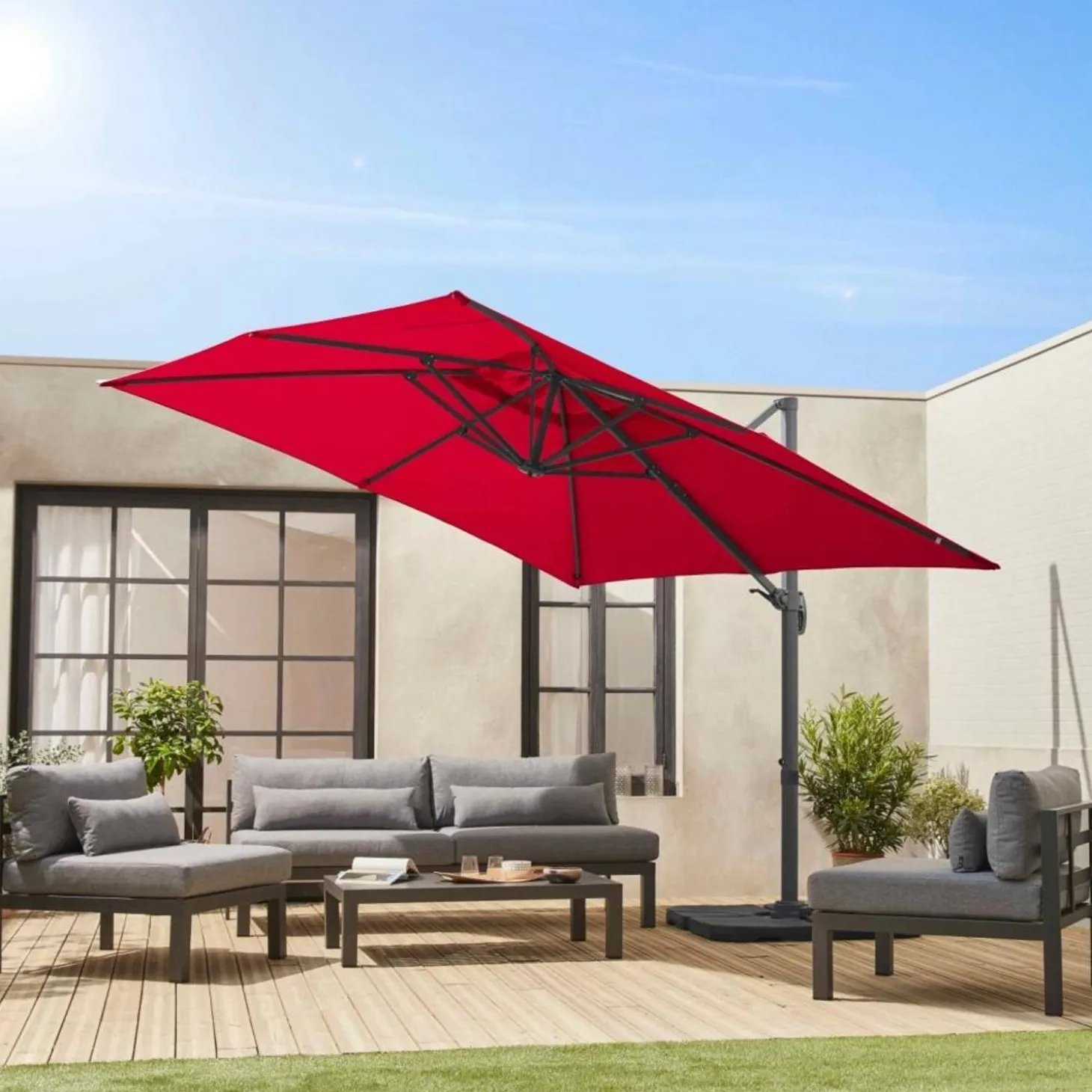 Zweefparasol, vierkant 3x3m
