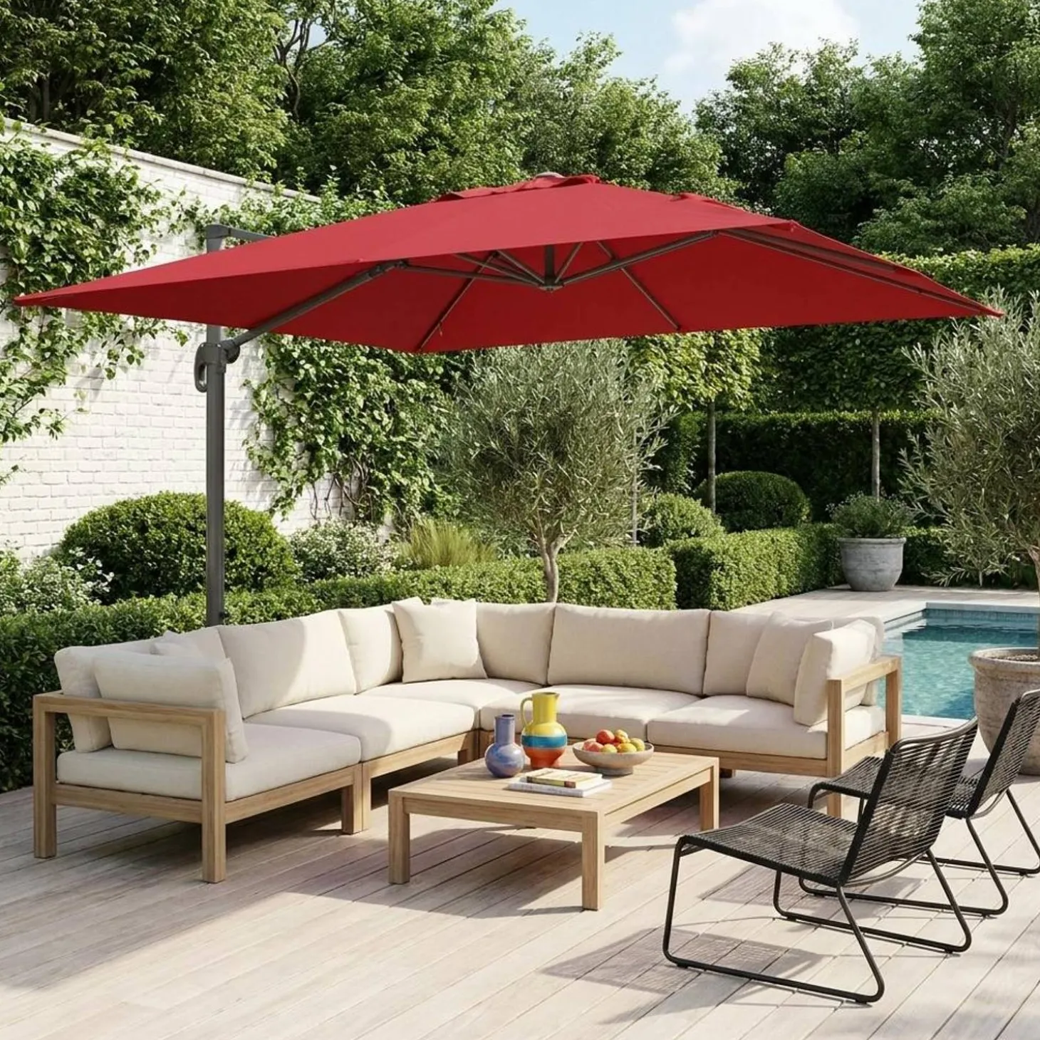 Zweefparasol, vierkant 3x3m