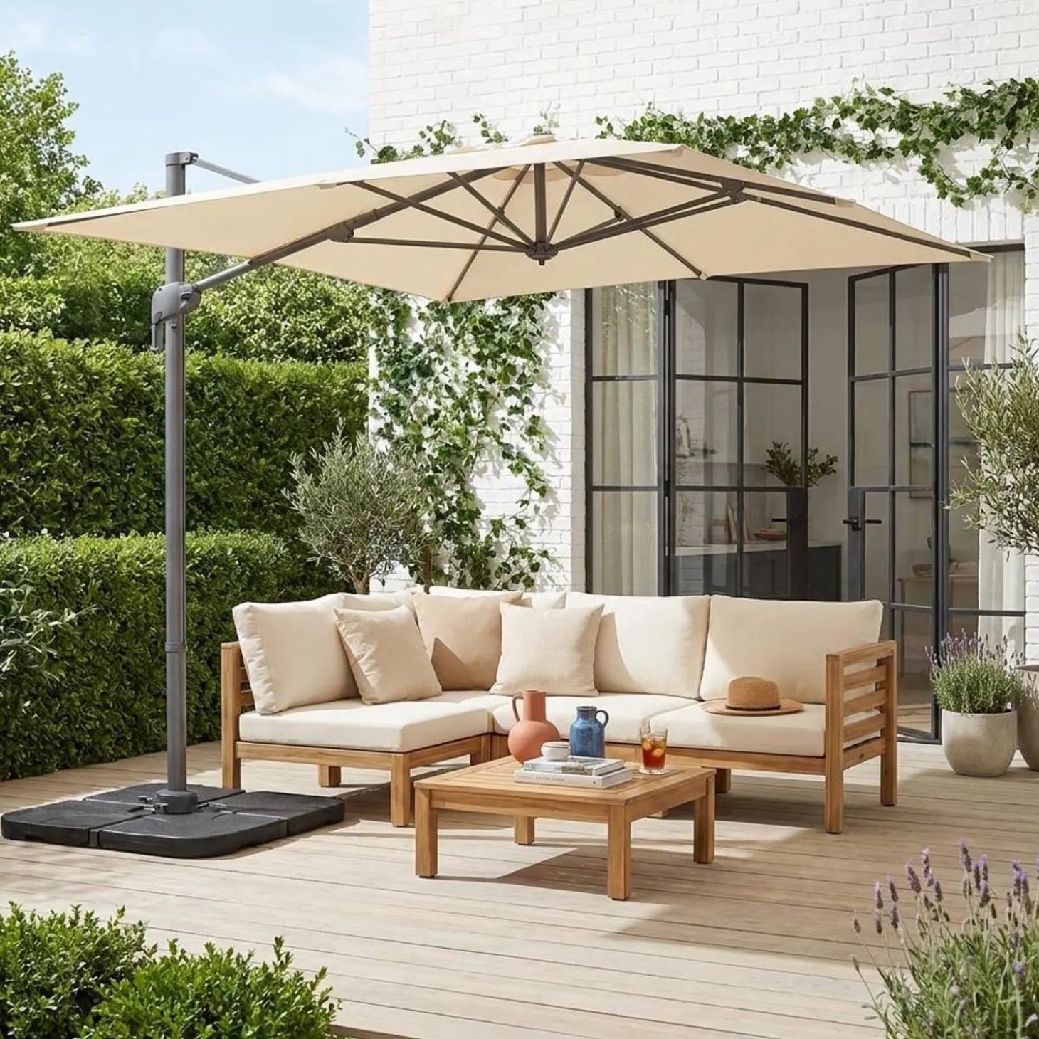 Zweefparasol 2x3m + 4 ballasttegels 50x50cm